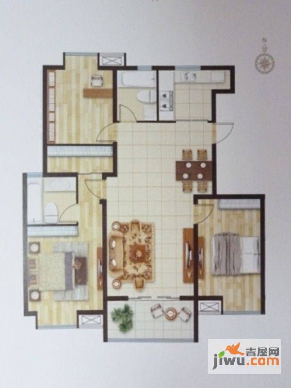 香缇豪庭3室2厅1卫134㎡户型图