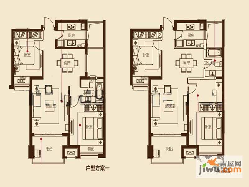 绿地新里紫峰公馆2室2厅1卫87.4㎡户型图