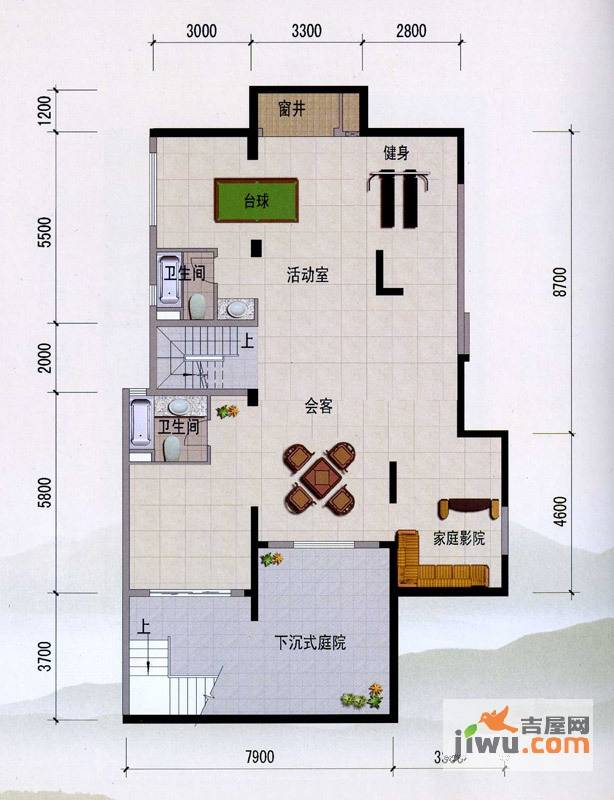 紫玉山庄2室2厅2卫147㎡户型图