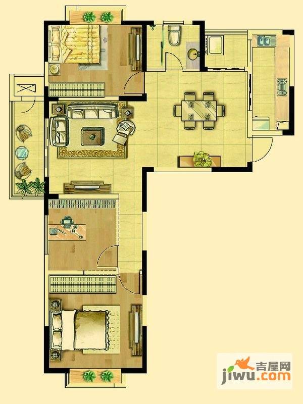 金王府3室2厅1卫145.4㎡户型图