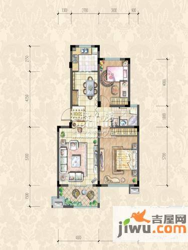 武夷水岸家园2室2厅1卫96.8㎡户型图