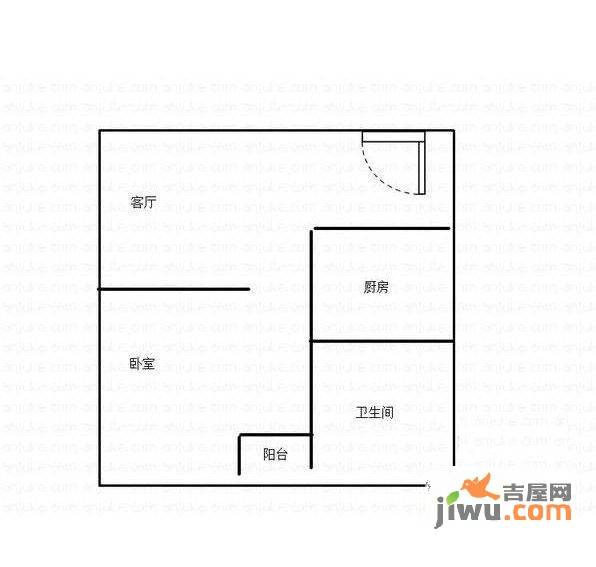 武夷水岸家园1室1厅1卫户型图