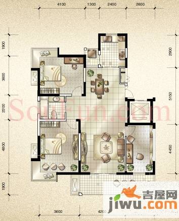 国信阅景龙华2室2厅1卫户型图