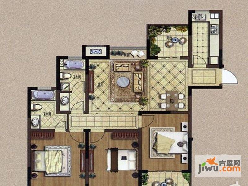 阳光御园2室2厅1卫125㎡户型图