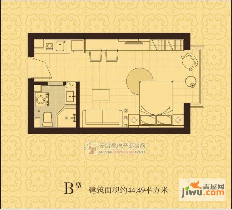 大城·徽州公馆1室1厅1卫44.5㎡户型图