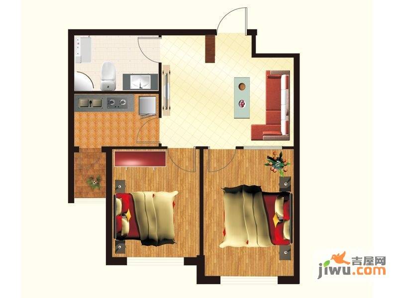 山河嘉园2室1厅1卫59.2㎡户型图