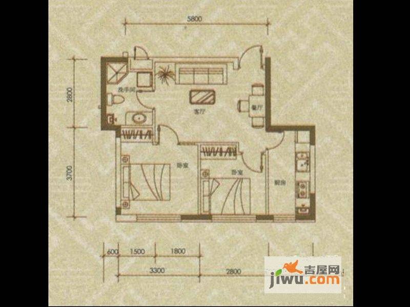 阳光馨苑2室2厅1卫65.5㎡户型图