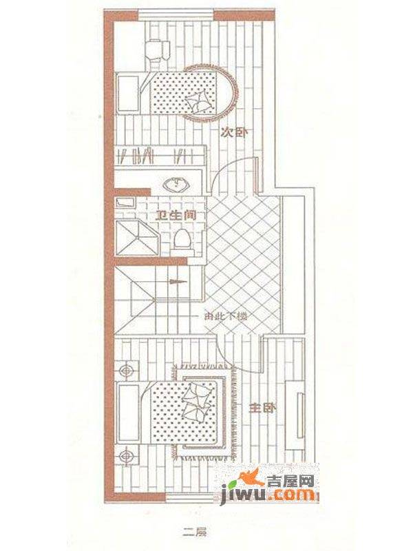 中央复兴里2室2厅2卫106㎡户型图