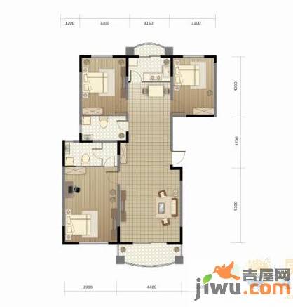 地中海郡3室2厅2卫130㎡户型图