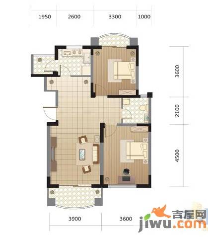 地中海郡2室2厅1卫84㎡户型图