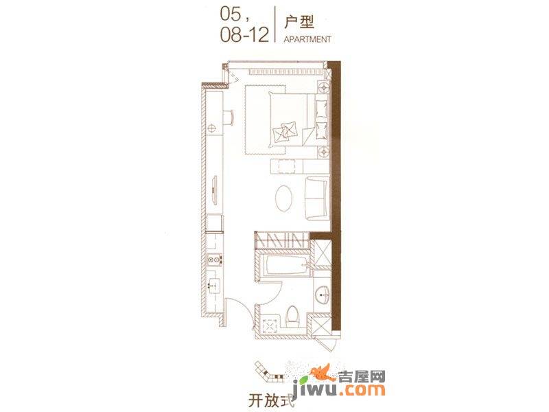 骊高新世界1室1厅1卫58㎡户型图