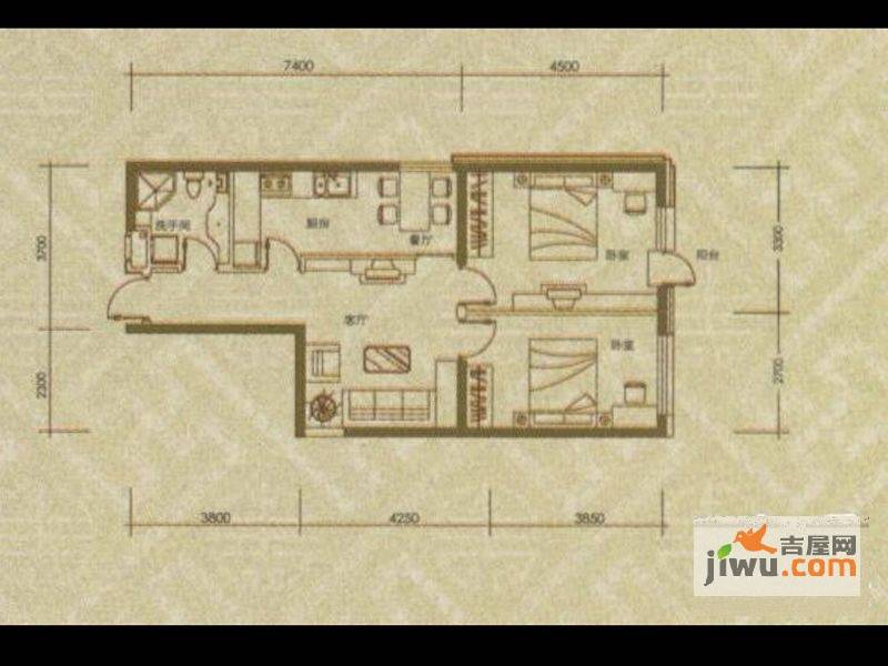 阳光馨苑2室2厅1卫82.1㎡户型图