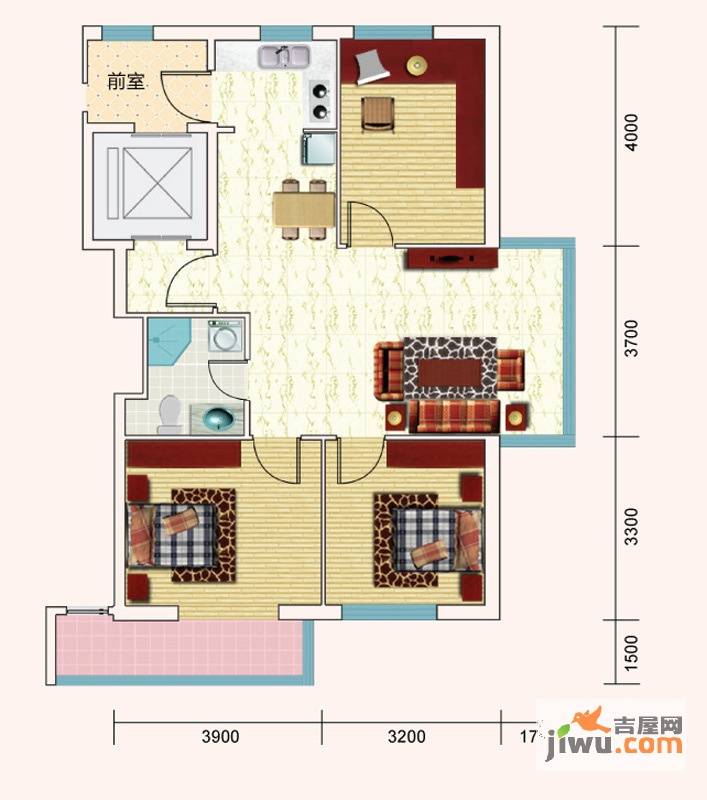 益嘉广场3室2厅1卫108.1㎡户型图