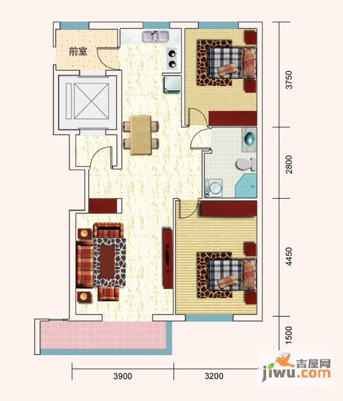 益嘉广场2室2厅1卫99.6㎡户型图