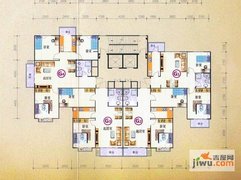 东信广场3室2厅1卫113㎡户型图