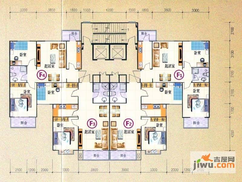 东信广场2室2厅1卫93.1㎡户型图