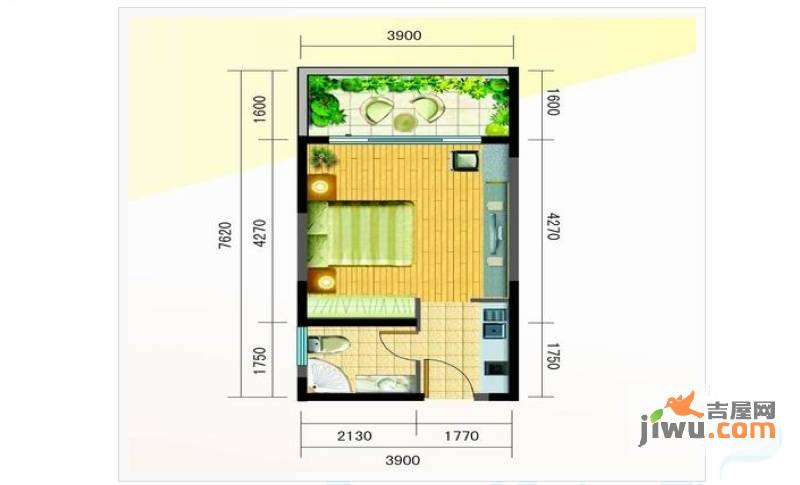 世贸兰庭1室0厅1卫35.3㎡户型图