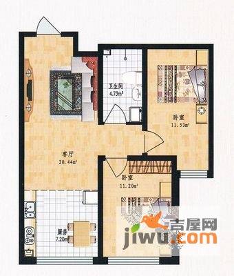 逸品祥伦2室1厅1卫74.4㎡户型图