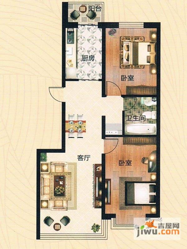 中山悦居3室2厅1卫121.6㎡户型图