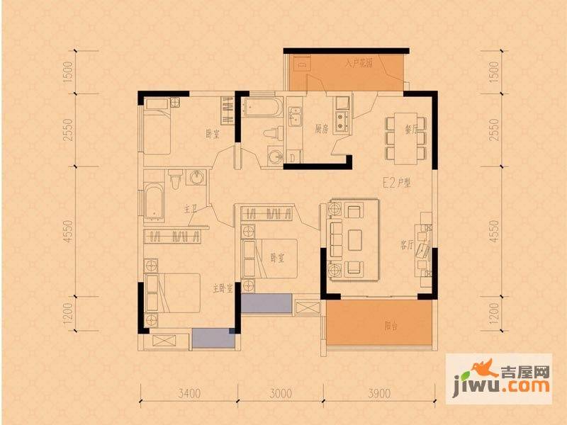 楚豪天娇苑3室2厅2卫101.9㎡户型图