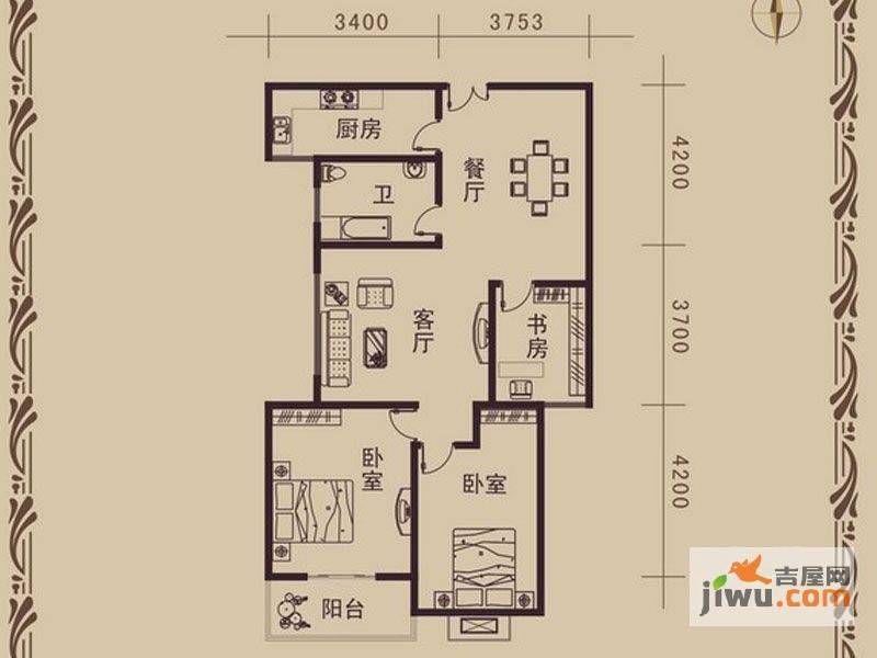 城馨嘉园3室2厅1卫104.1㎡户型图