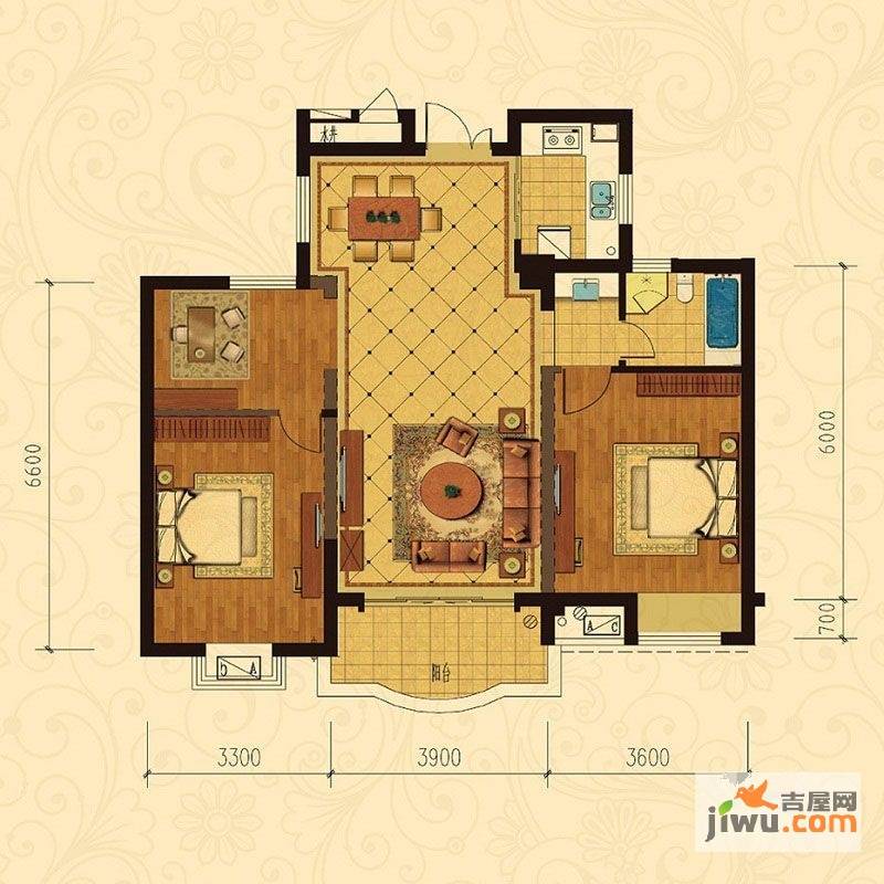 巴黎都市3室2厅1卫108㎡户型图