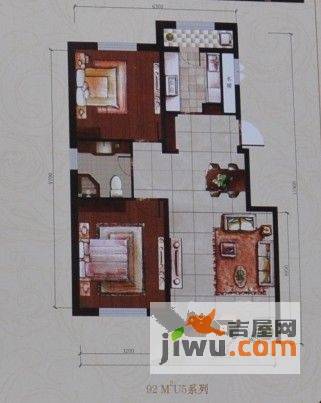 际盛紫郡河畔花园2室2厅1卫92㎡户型图