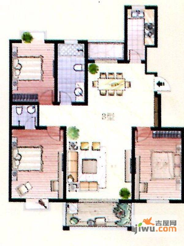 华林灌南春天3室2厅2卫131.1㎡户型图