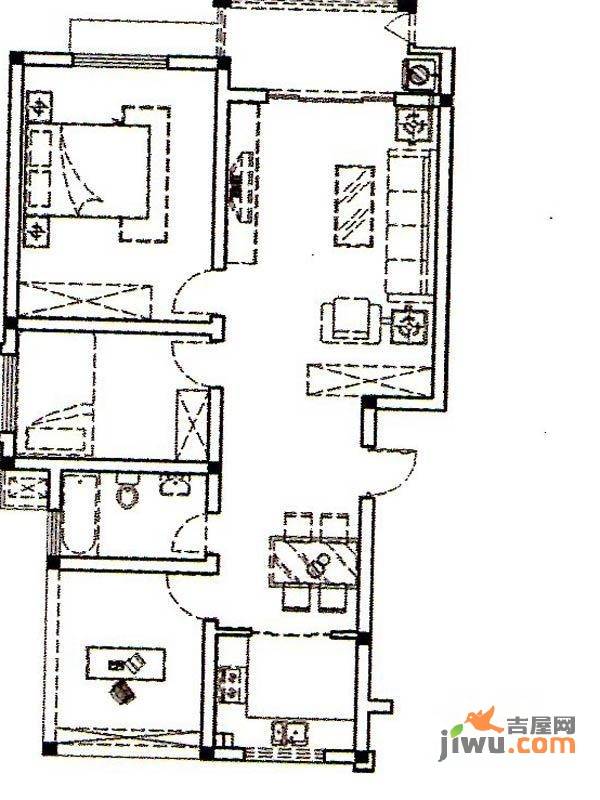 理想城2室1厅1卫户型图