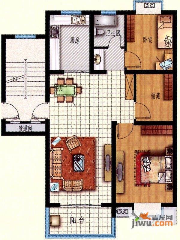 新高西城国际2室2厅1卫89.2㎡户型图