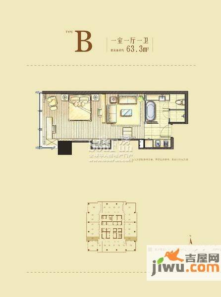 红豆国际广场1室1厅1卫户型图