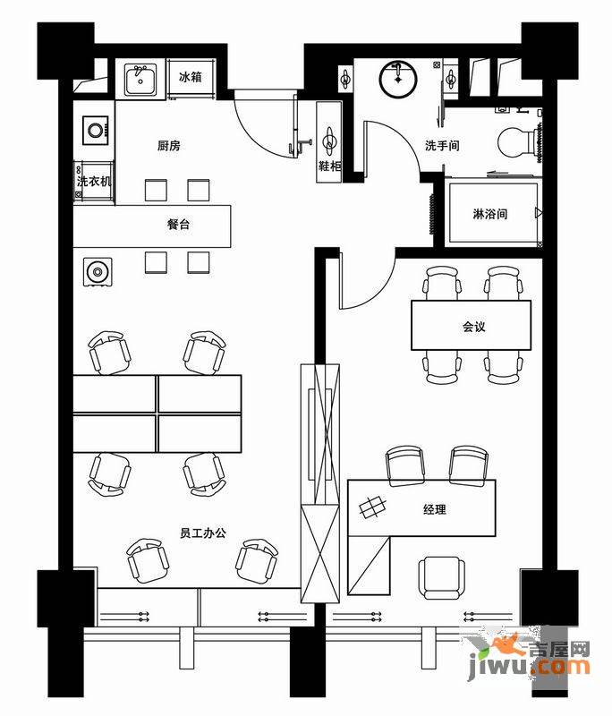 嘉凯城财富中心1室1厅1卫户型图