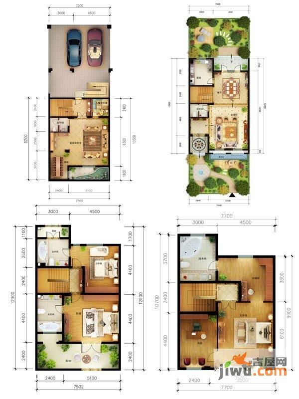 嘉凯城时代城翡翠赏3室2厅4卫230㎡户型图