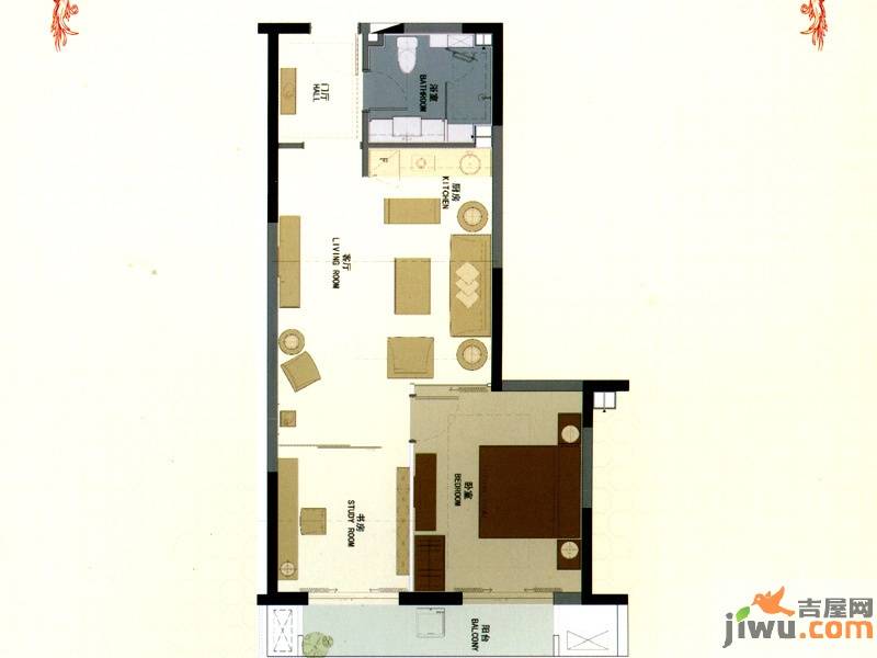 瑞泰假日2室1厅1卫户型图