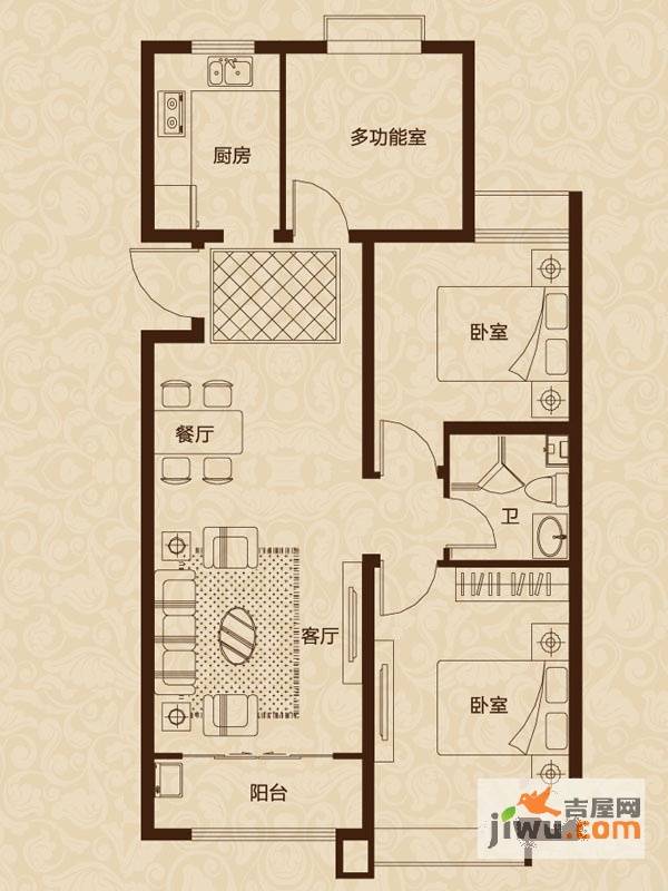 远洋风景3室2厅1卫103㎡户型图