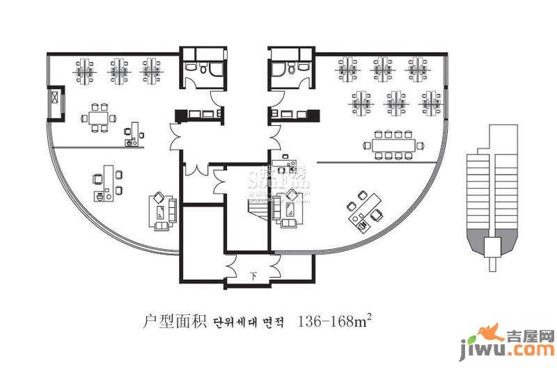 青岛启阳国际1室1厅1卫62㎡户型图