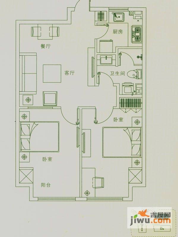 燕归堂2室2厅1卫73.7㎡户型图