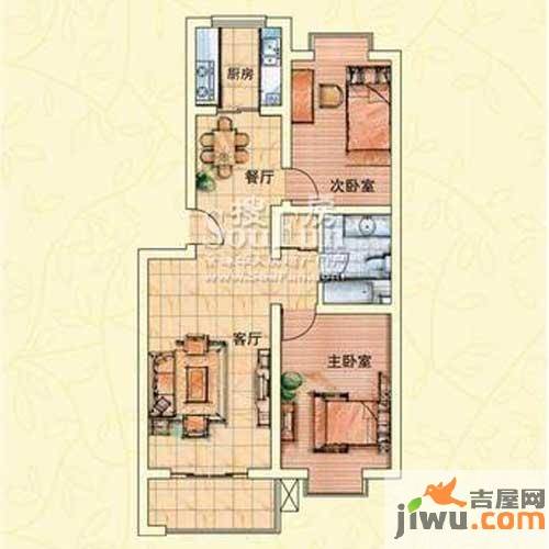 青建景苑2室2厅1卫87.8㎡户型图