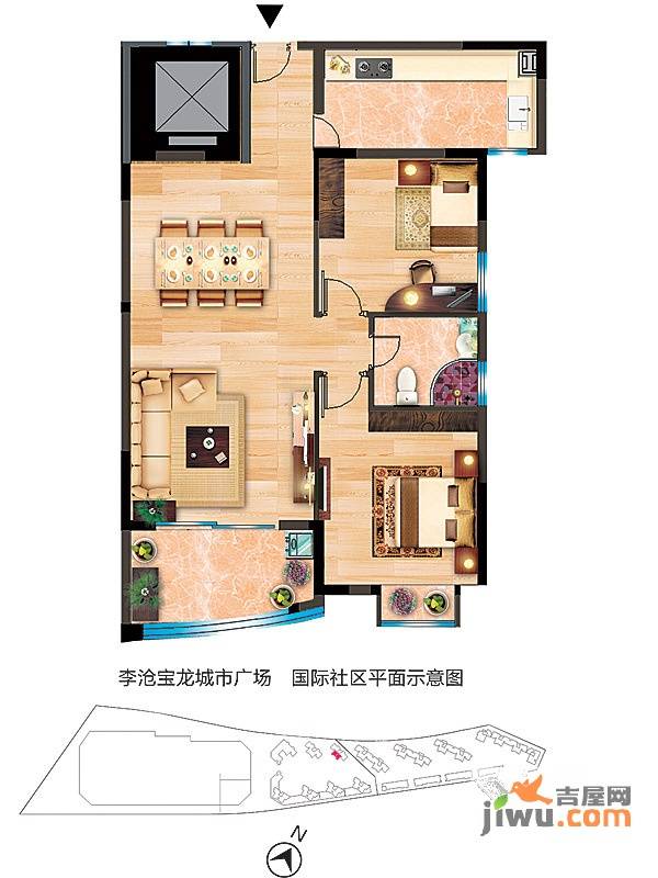 李沧宝龙城市广场商铺2室1厅1卫93㎡户型图
