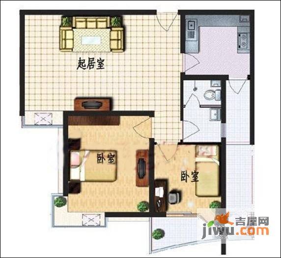 翠海宜居2室2厅1卫116㎡户型图