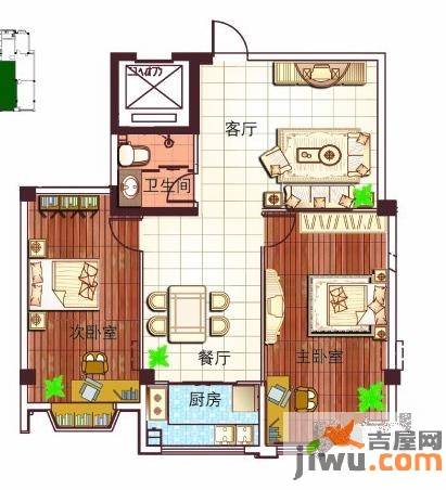 清泉文苑2室2厅1卫104.7㎡户型图