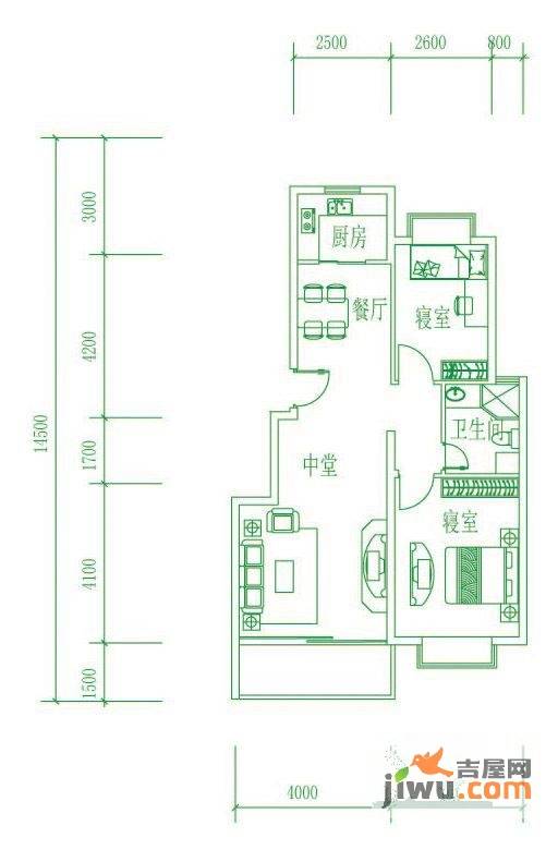 富甲逸品2室2厅1卫户型图