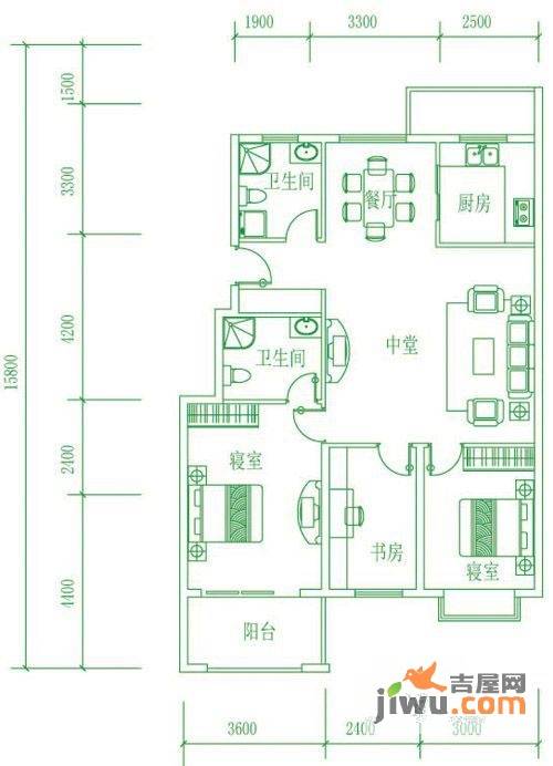 富甲逸品3室2厅2卫户型图