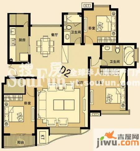 天马相城三期3室2厅2卫147.1㎡户型图