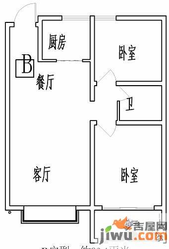 碧桂园凤凰山庄2室2厅1卫83.1㎡户型图