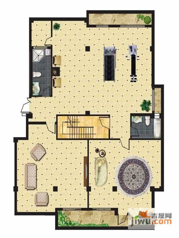 山湖顶1室2厅2卫202㎡户型图