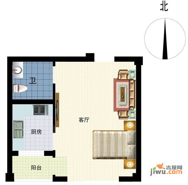 东方星城1室1厅1卫40㎡户型图