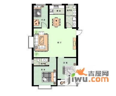 香格里拉花园3室2厅2卫127.1㎡户型图