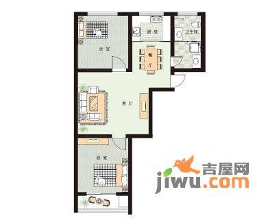 香格里拉花园2室2厅1卫88.9㎡户型图