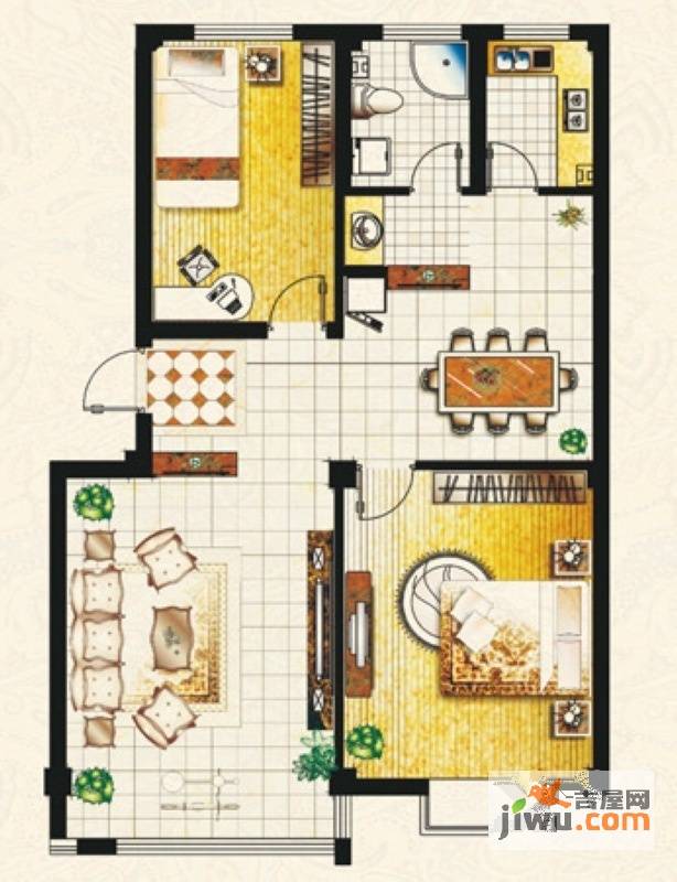 帝豪庄园2室2厅1卫101㎡户型图